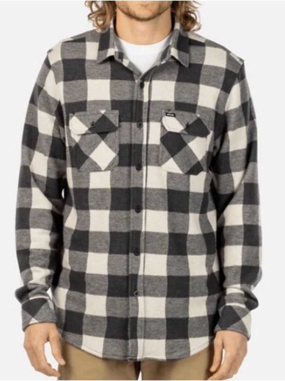 Rip Curl Black & White Buffalo Plaid Button-Down Shirt